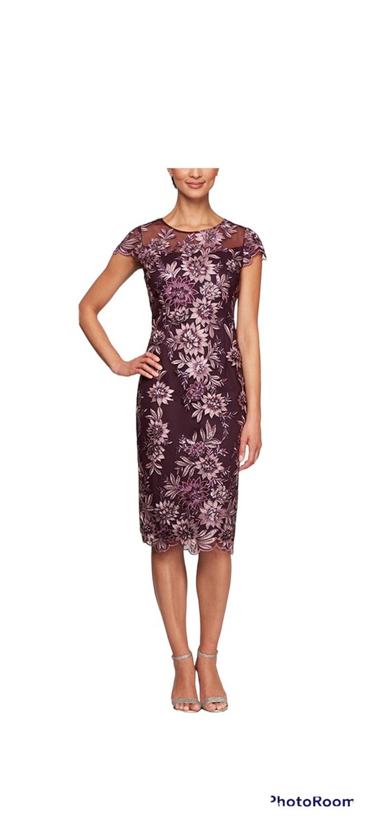 alex evenings women's short embroidered dresses Alex Evenings Women's Short Knee Length Floral Embroidered Cocktail Sheath Dress