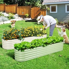 Aoodor 17'' Tall 9-in-1 Oval Garden Bed Large Galvanized Raised Planter Box Herb