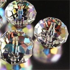 200pcs 4x6mm Clear AB Crystal Faceted Gemstone Rondelle Loose Beads