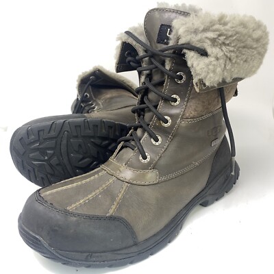 UGG Butte Lace Up Winter Snow Boots Men's Sz 9.5 M Brown Leather