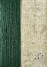 Stammbuch "FENJA", grün, beige , Designleinen, Silberringe |  Stammbuchformat