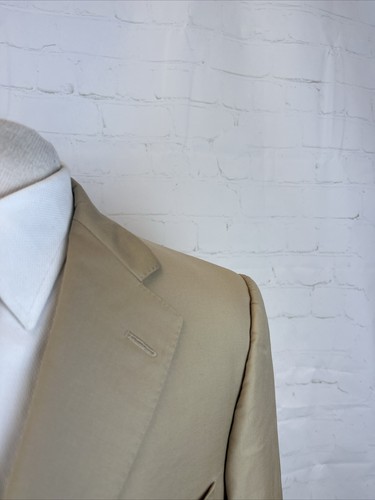 SUPER 110'S Samuelsohn Men's Beige Solid Wool Blazer 40R $1,595 - Picture 2 of 11