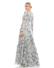 NWT Mac Duggal 11185 Floral Long Sleeve A-Line Gown Size 20 Platinum MSRP $798