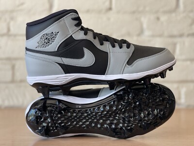 Nike Air Jordan 1 Mid TD Shadow Football Cleats FJ6805-002 Smoke Grey Men Sz 9.5
