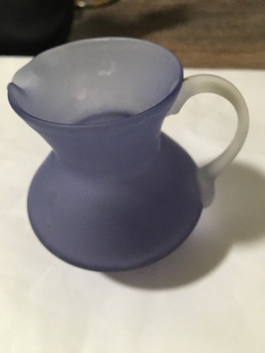 Blenko Glass Co. Blown Glass Frosted Purple Mini Pitcher/Creamer - Picture 5 of 11
