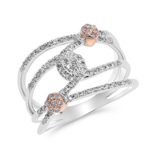 14K ROSE WEISS- ODER GELBGOLD PAVE DIAMANT BREITER COCKTAIL RING RECHTE HAND BANDRING
