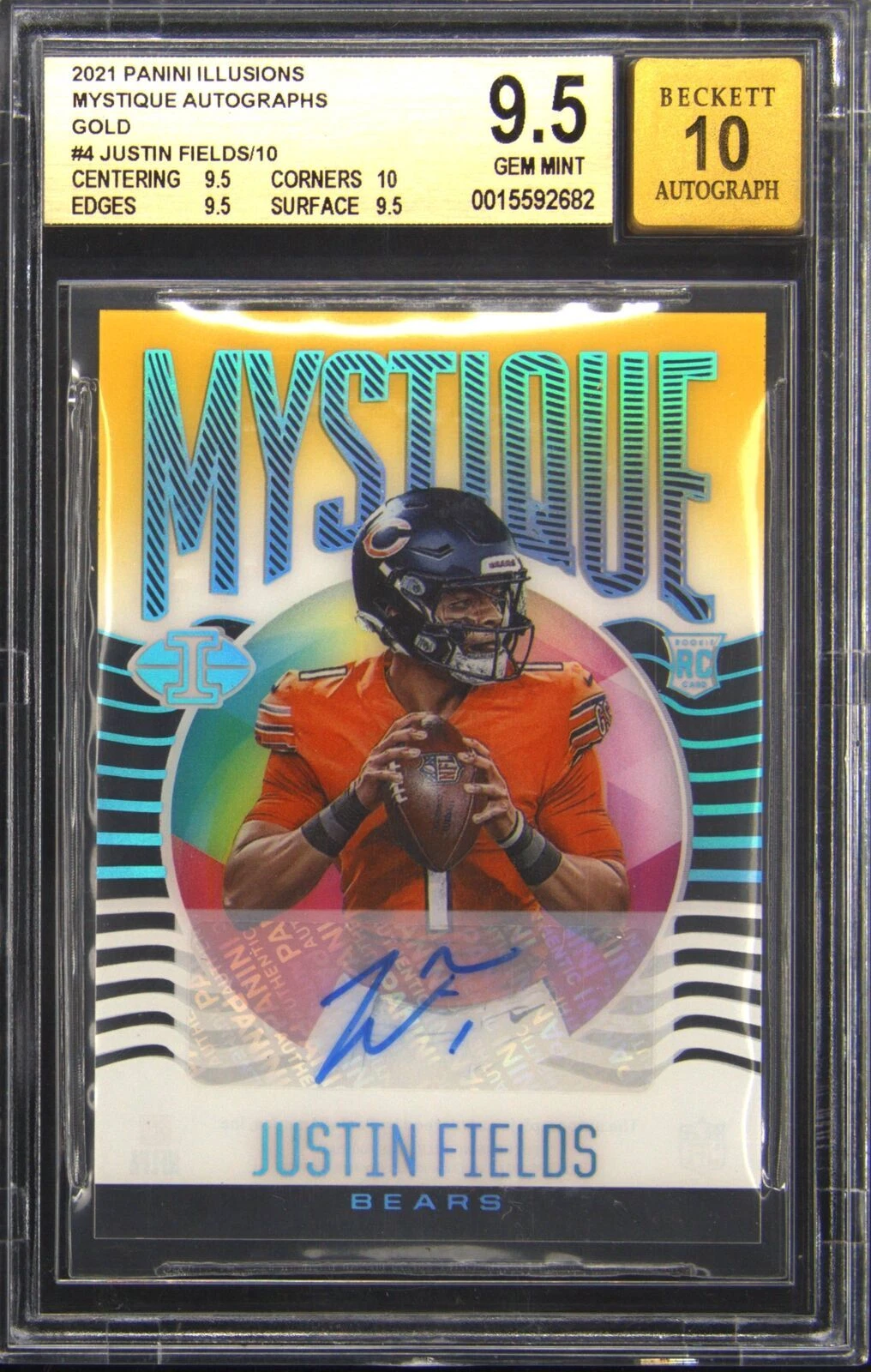 Justin Fields Panini Illusions Mystique #MY4 Autograph-Gold