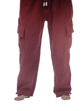 PRO CLUB MENS HEAVYWEIGHT FLEECE CARGO PANTS 👖 Size MEDIUM MAROON