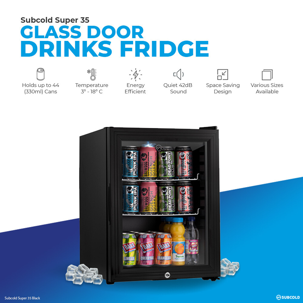 Subcold Super35 LED Black Small Mini Beer Fridge 318 Degrees