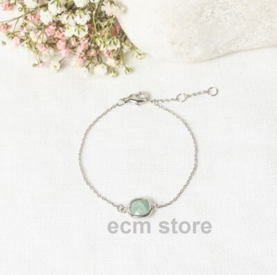 moonstone Armband ''Lilou'' aus versilbertem Messing feine Kette Damenschmuck /EBPQ