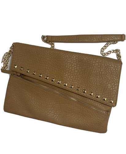 Charming Charlie's Tan Chain Studded Envelope Crossbody Bag New