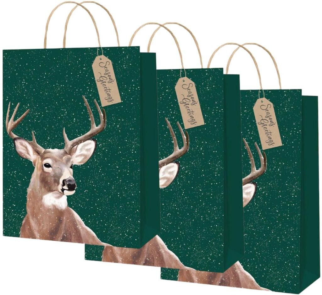 3 x Large Christmas Reindeer Gift Bags Wrapping Present Party Bag Xmas