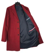 Tommy Hilfiger Men's Modern-Fit Addison Stretch Wool Blend Overcoat Red 40R NWT
