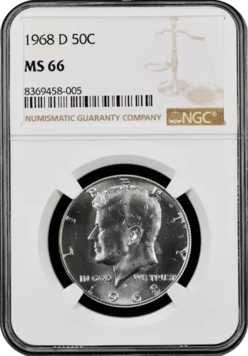 1968-D  KENNEDY  US Half Dollar,   MS66 by NGC,   an EXQUISITE looking coin!!!!