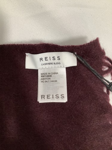 Reiss Ashton- Cashmere Blend Maroon Scarf Unisex OS - Picture 3 of 4