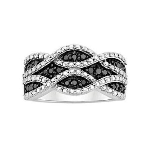 1/4 Ct April Birthstone Black Diamond Ring Sterling Silver