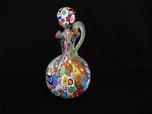 Murano Fratelli Toso Millefiori Cruet w/Stopper Cane Glass - Picture 11 of 16