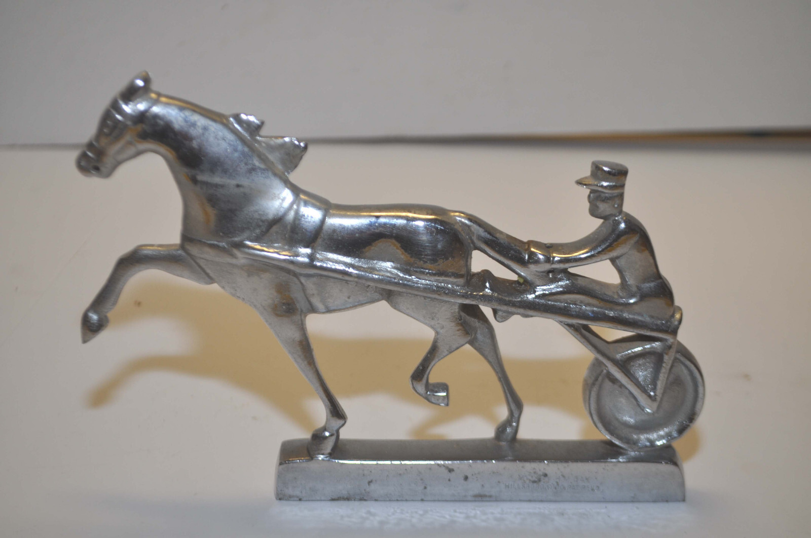 Vintage 50's H.M. Day Sulky Race Horse Hood Ornament Car Mascot Emblem