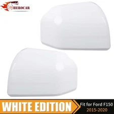 🌟 For 2015 16 17 2018 2019 2020 Ford F150 Mirror COVERS Skull Caps OXFORD WHITE