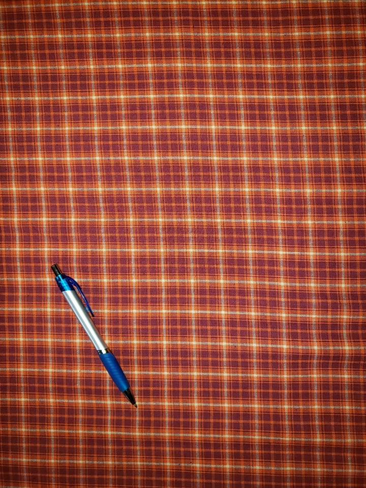  Orange & Plaid Burgandy Quilt Fabric Wide 44 × Long 142 in. Cotton Fall Colors - Image 3 of 4