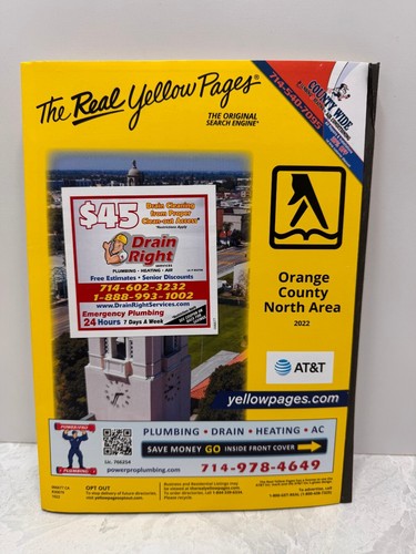 2022 AT&T Orange County North CA Yellow Pages Telephone 562 657 714 - 第 1/6 張圖片