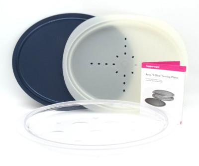 Tupperware Keep N Heat Microwave Meat Serving Platter Tray Blue NOS