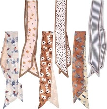 Satin Neck Scarves 6 Pack Silky Skinny Hair Bag Purse Accessories
