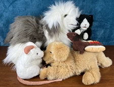 Lot 5 Folkmanis Sheep Dog Hotdog Tuxedo Cat Golden Retriever Hand Finger Puppets