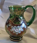 VTG Green Murano Venetian Glass 24k Gold Handmade Pitcher