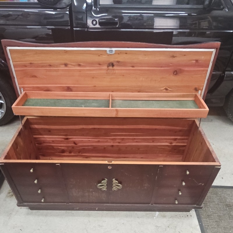 Lane Art Deco Wood Storage Chest Trunk  LOCK REMOVED