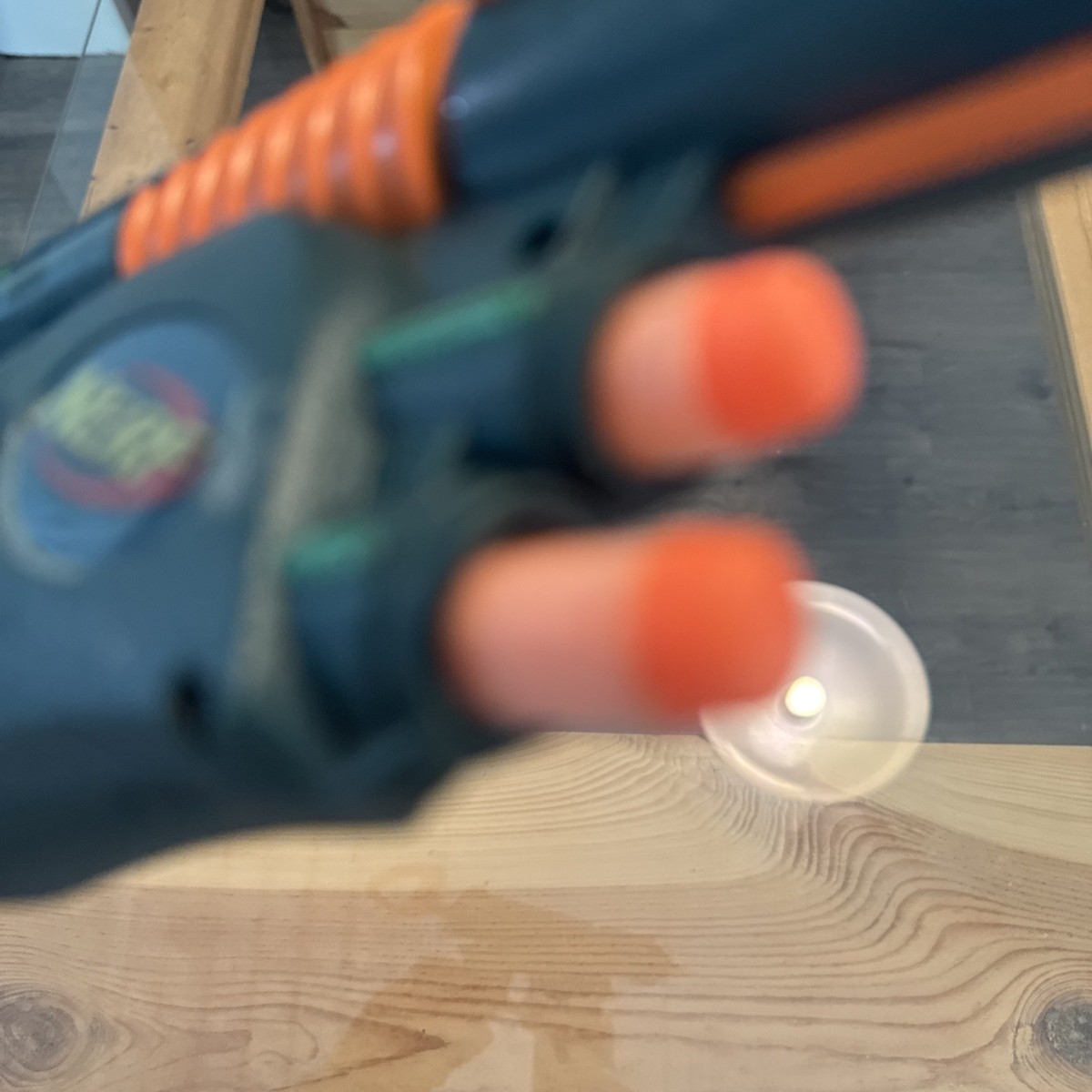 NERF C-044a Dart Gun 2003 Blue And Green Pull Back Single Fire