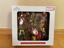 Hallmark Marvel 6 Ornaments Set Captain America Ironman Spiderman Thor Panther