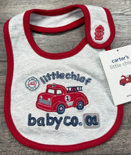 Baby Boy New Vintage Carter's Little Chief Firetruck Bib
