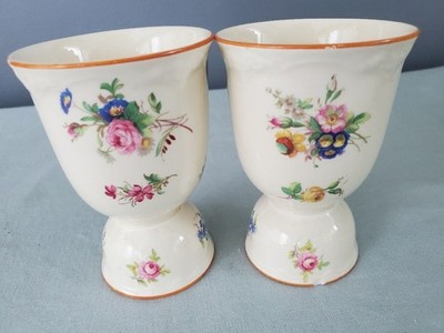 Vintage Pair Porcelain Double Egg Cups Hand Painted Egg Cups Floral Cottagecore