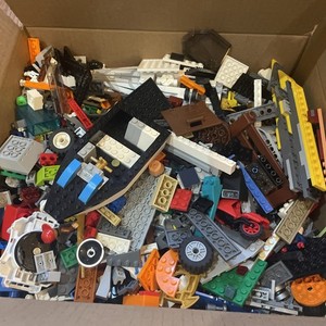 3 Pound Box Full Of Legos With Boat And Star Wars Ship