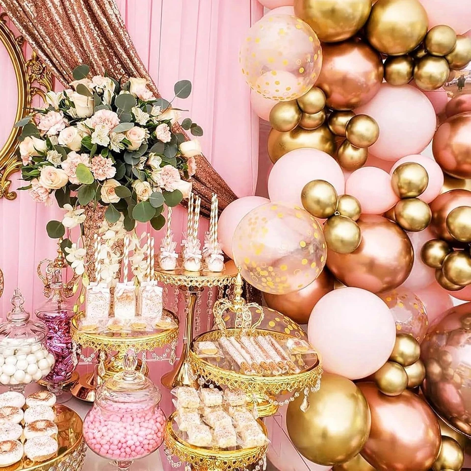 Decoraciones de baby shower de oro rosa para niña - Globo rosa rubor retro oro rosa Foto 3 de 4