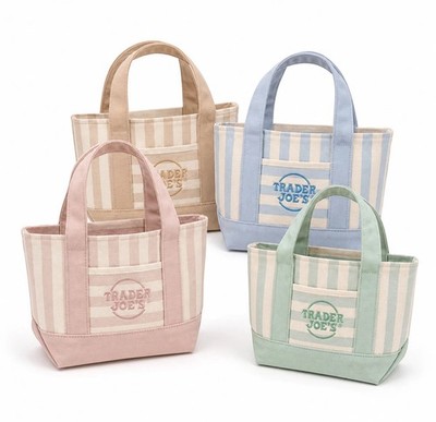 Trader Joe's Striped Canvas Mini Tote Bag Set 4 Colors Summer 2026 Limited