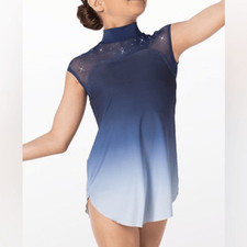WEISSMAN Dance Costume blue rhinestones ombre Have Mercy 13294 lyrical LC child