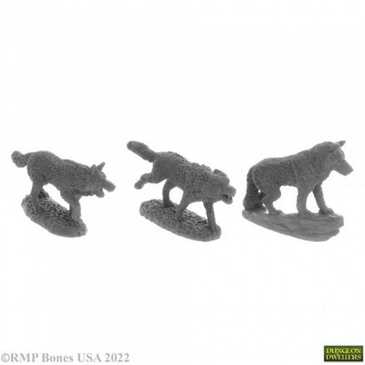Reaper 07038 Wolf Pack (3) Dungeon Dwellers Plastic Miniature