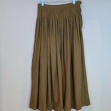 Vintage Yves Saint Laurent Rive Gauche Pleated Wool Skirt Camel Midi 40 / US 10