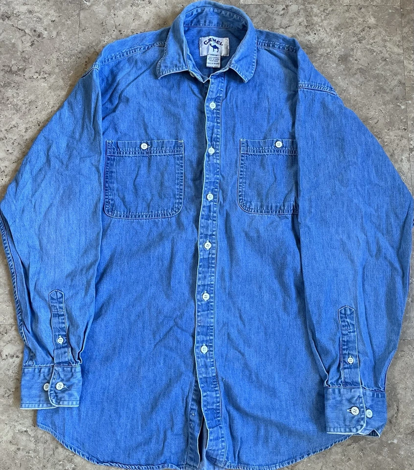 Camel Jazz Band Embroidered Denim Shirt Medium VTG 90s Korea Joe Promo Button-Up - Image 4 of 4