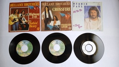 3 Single-Vinyl-Schallplatten: Bellamy Brothers, Bernie Paul - Highway 2-18, etc.
