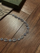 GG Silver Tone Necklace With Pretty Stone And Original Packaging