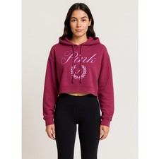 PINK Victoria s Secret Vivid Magenta Crop Hoodie Sweatshirt Size Medium