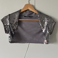 Women’s Atmosphere Silver Grey Sequin Shrug Bolero Size 10 / EU 38 VGC