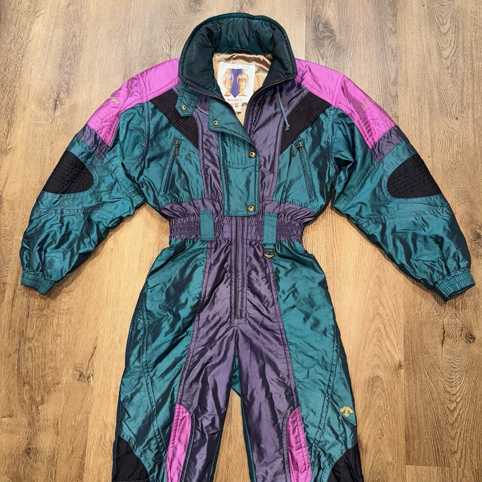 Traje de esquí Descente traje de nieve de una pieza babero de nieve vintage años 90 retro Apres para mujer 8 Foto 4 de 4