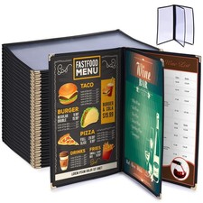 WeChef 30PCS Restaurant Menu Cover 8.5x14" 3 Page 6 View Cafe Club Black