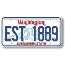 Washington State License Plate Magnet by Classic Magnets, 1.9" x 3.8"