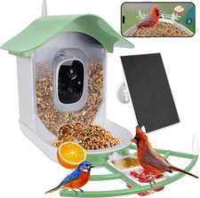 Smart Bird Feeder with Camera Solar Powered,Ai Identify Species,2K HD Video Auto
