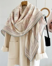 NEW 70% Cashmere 30% Silk Scarf Large Wrap Women Square Shawl 53" Double print